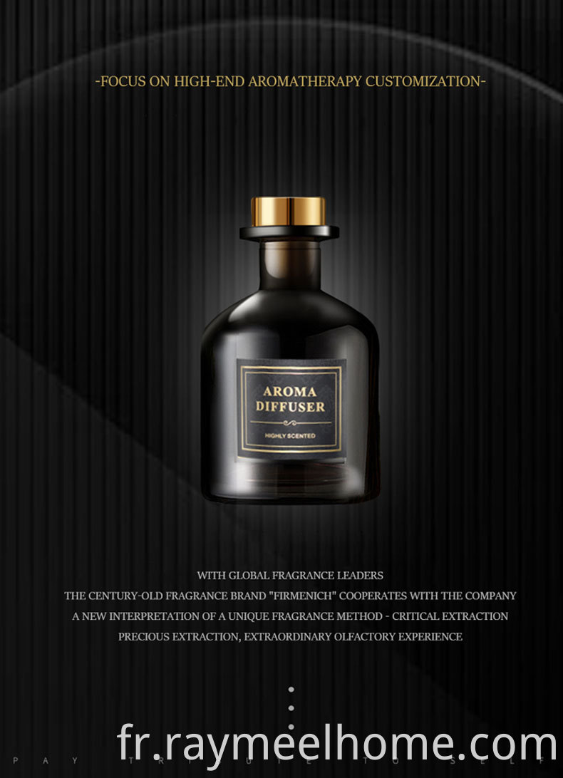 220 ml de grande masse décoration décoration intérieure parfum d'air de bouteille noire diffuseur anche